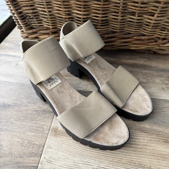 San Miguel Shoe Elastic Platform Sandal Heel Comfort Wedge Slip On Size 7–7.5 - Picture 1 of 8